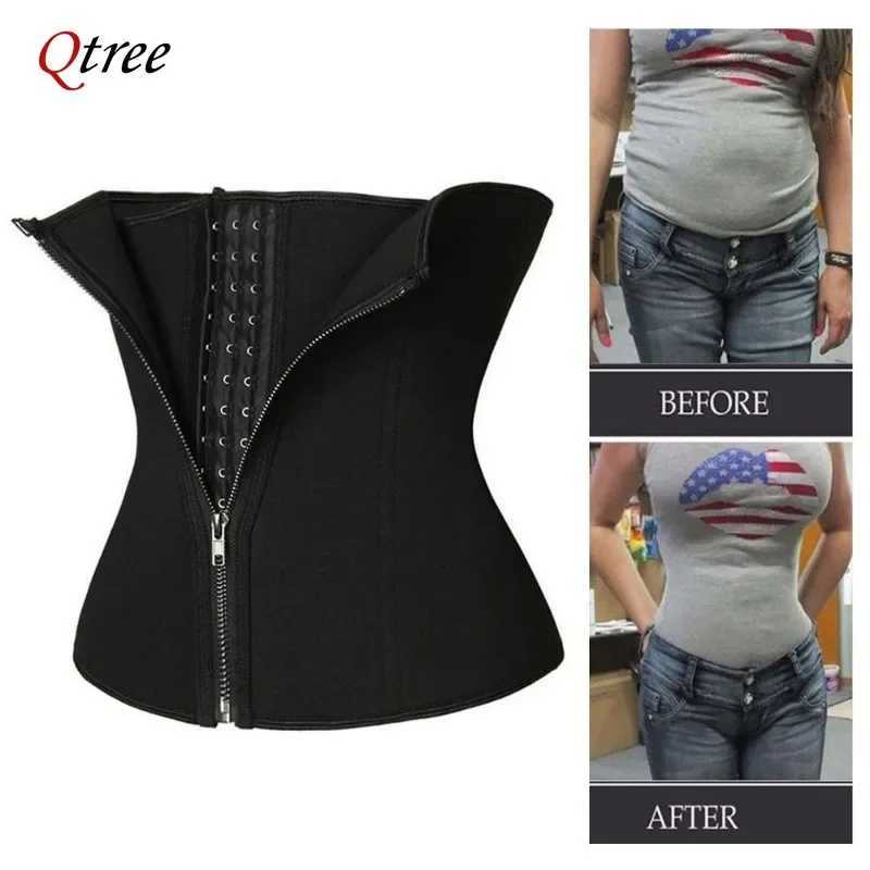 Qtree Waist Trainer for Women Corset Belly Cincher Tummy Control Bustier Shapewear Slimming Body Shaper Neoprene Workout GirdleXJ250304