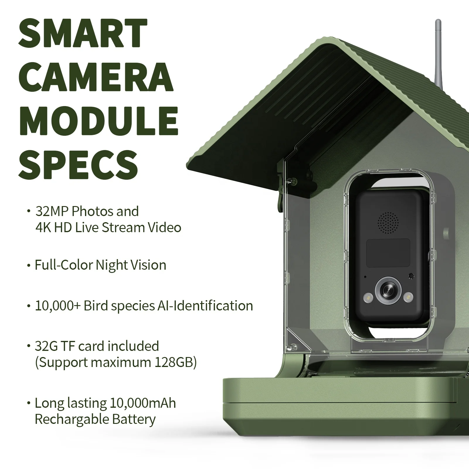 4K High Resolution AI Identification Filter Smart Bird Feeder Camera For Bird Lovers