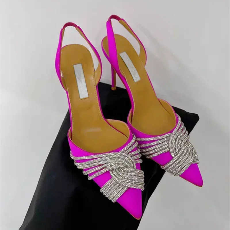 2025 Spring and Autumn European and Wens New High Heel Pointed Water Diamd Fi Banquet Shallow Mouth Sandals Z250304