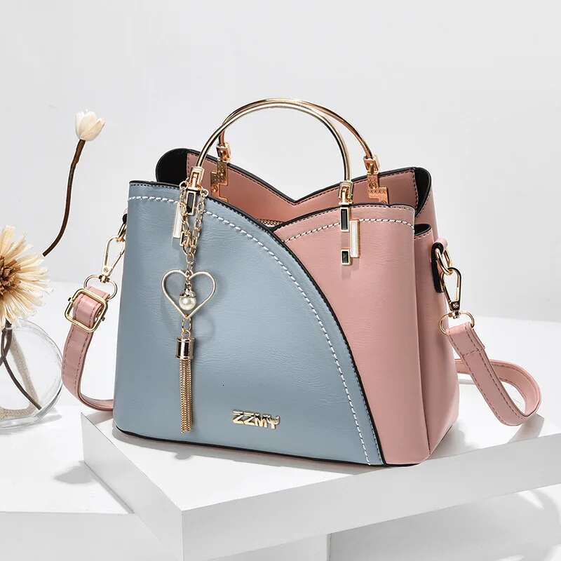 Newposs PU Leather Large Capacity Woman Handbag Grid Shoulder Bag Fashion Casual Designer Patchwork Crossbody Pack 2023