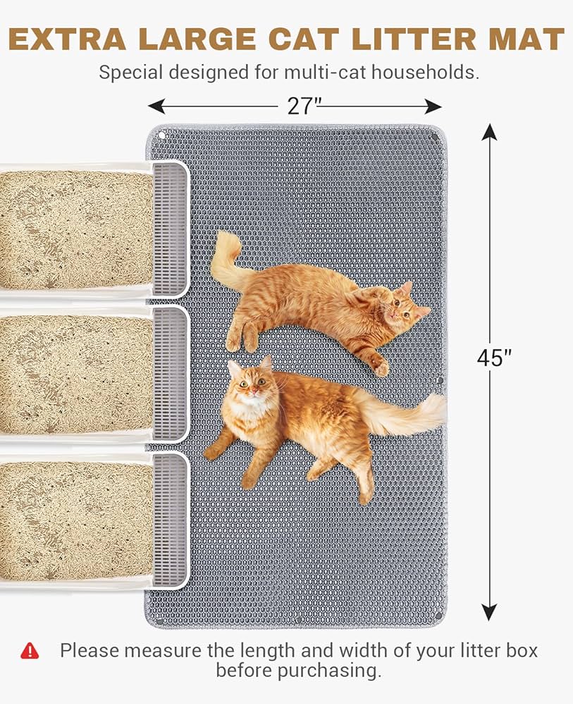 116*66cm Large Multi-Function Double-Layer Cat Litter Mat | Non-Slip Bath Mat | Waterproof Urine Protection | Easy to Clean