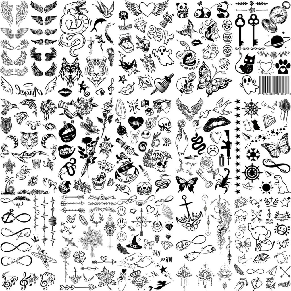 Little Wings Skull Infinity Temporary Tattoos For Women Men Adult Butterfly Snake Realistic Tattoo Body Maple Leaf 250219