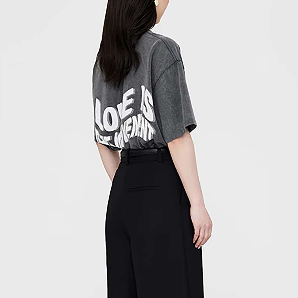 Bending Letter Women T-Shirt Summer O-Neck Short Sleeve Lady Pullover Vintage Classic Casual Femme Top 2025