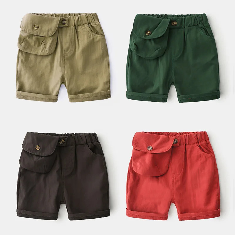 Summer Fashion 2 3 4 5 6 8 10 12 Years Cotton Handsome Big Pocket Elastic All Match Cargo Shorts For Kids Baby Boy 250304