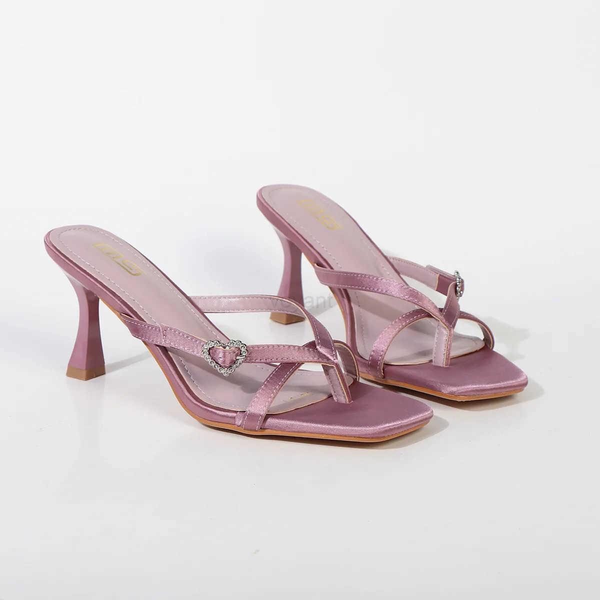 2025 spring and summer new wens shoes black buckle pl strap kitten high heeled sandals to wear clip-toe sandals Z250304
