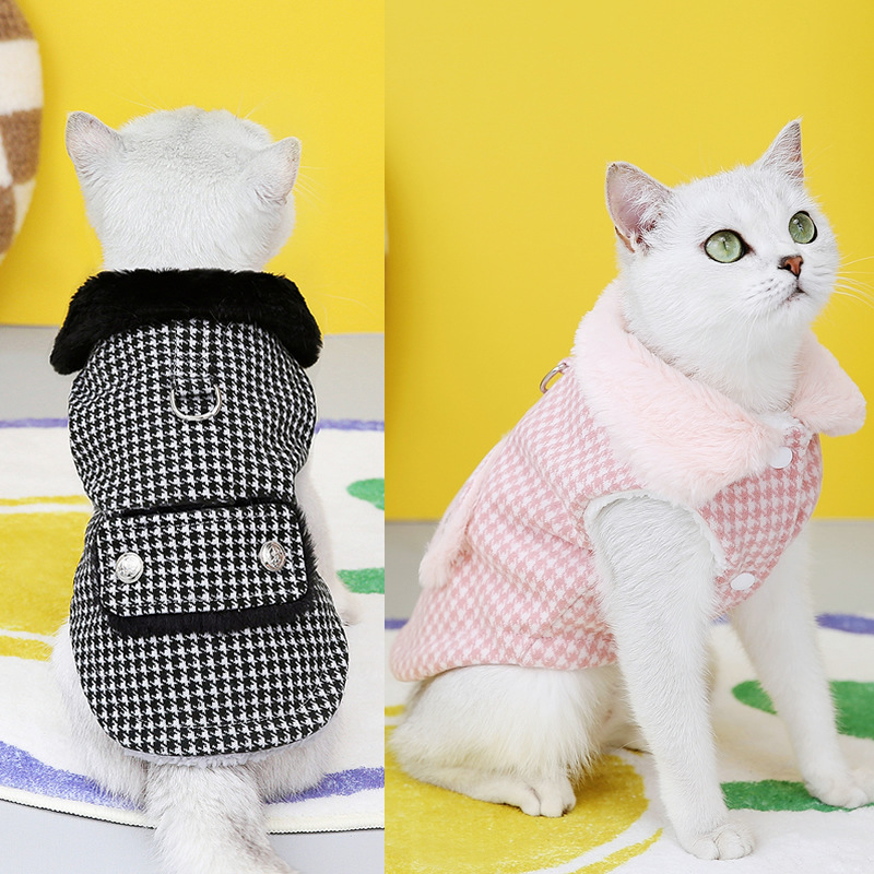 Luxury Winter Cat Coat with Buckle Warm Pet Clothes for Cats KItten Clothing Dog Coat Mascotas Costume