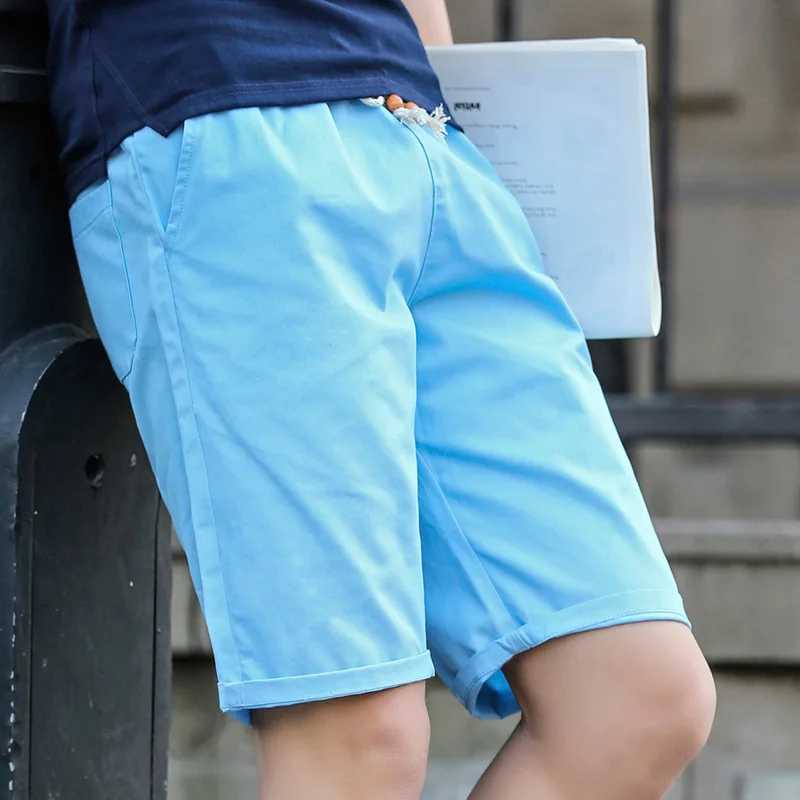 2024 Summer New Trendy Brand Solid Color Casual Shorts for Mens Korean Quarter Pants Fashion Loose Cotton Beach ShortsT250304