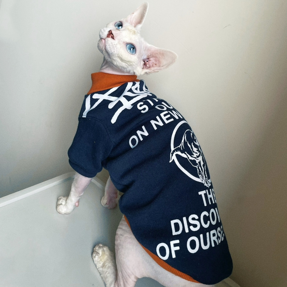 Male Cat Fleece Dinosaur Sweatshirt, Thick Warm Coat for Sphynx Cat,Long sleeves Sweater for Kittens,Devon Rex Outwear in Autumn