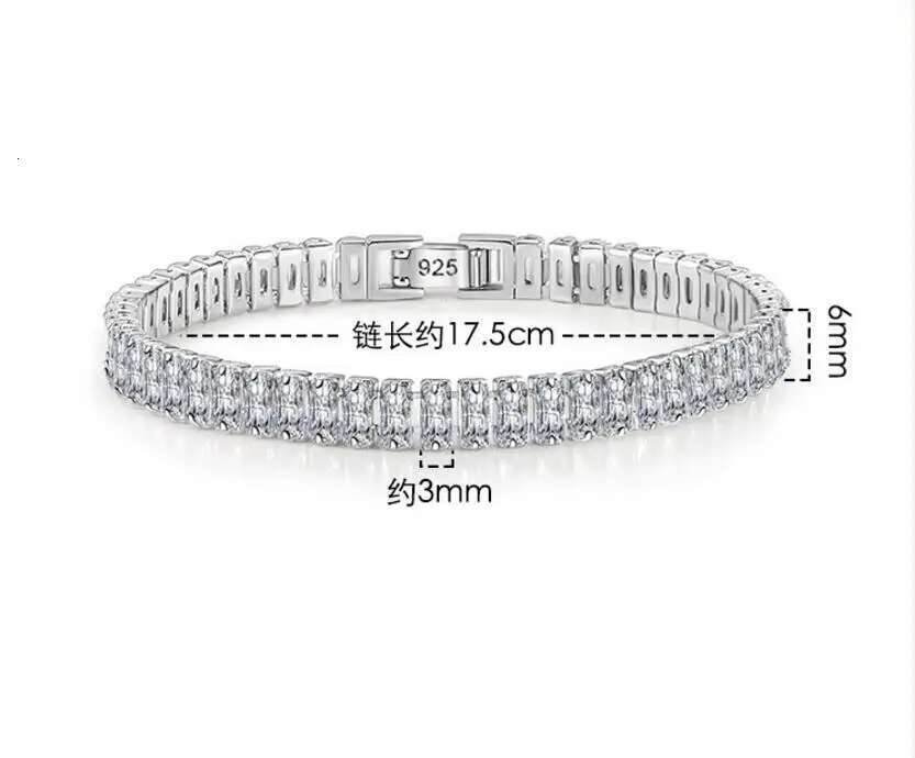 Real 3MM D VVS Moissanite Tennis Bracelet Passes Dia Sparkg Test Solid S Jewelry Wedding Women Gift