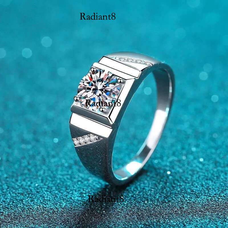 Knobspin D VVS1 Moissanite Men Ring GRA Certified Dia Sparkg Wedding Band Original Sterg Sier Plated rings