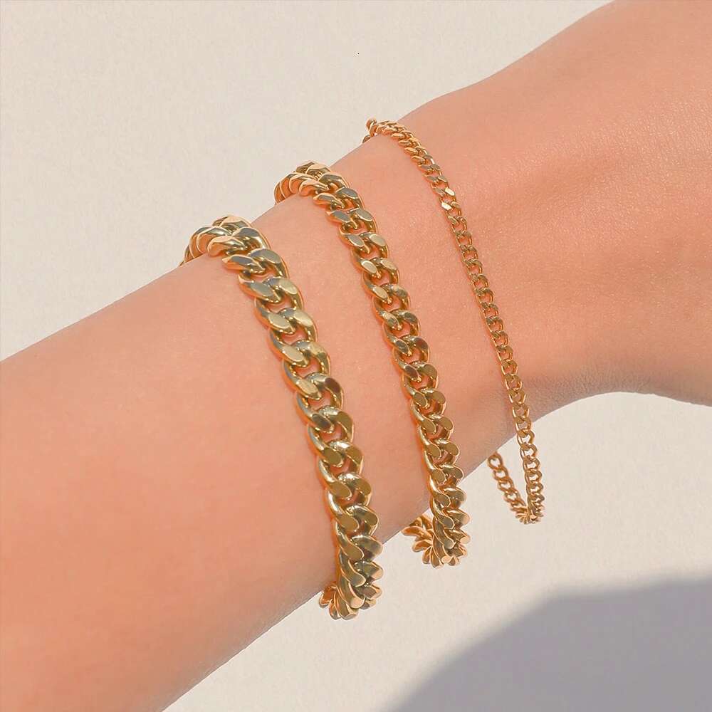 SUNIBI Classic Snake Bracelets for Women Trend Fashion Stainless Steel Cuban Chain Bracelet Trendy Woman Gifts Jewelry
