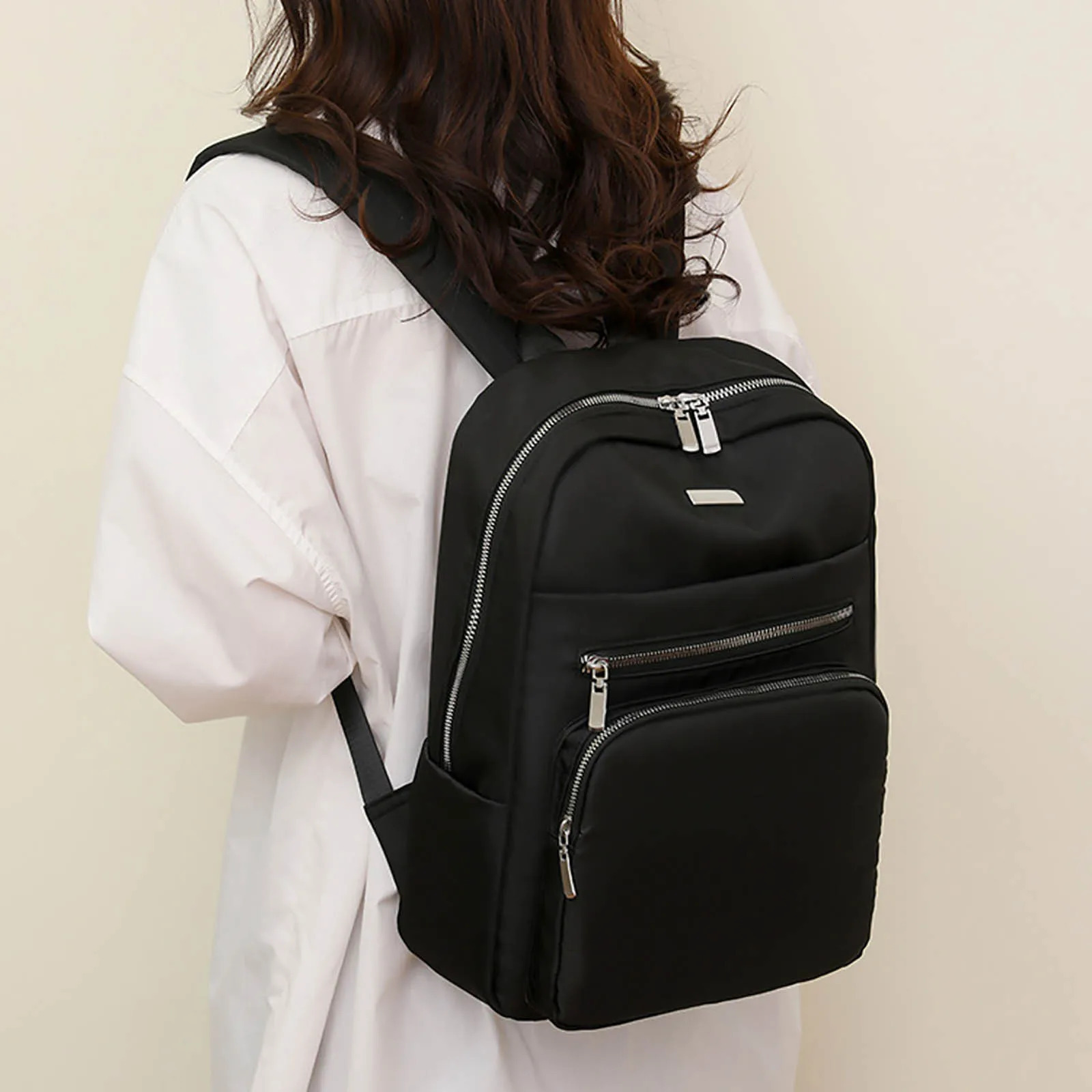 Ship from US Ladies Large Capacity Lightweight Backpack Casual Fashion Soft Leather Outdoor Travel Student Simple Modern 250304FBB