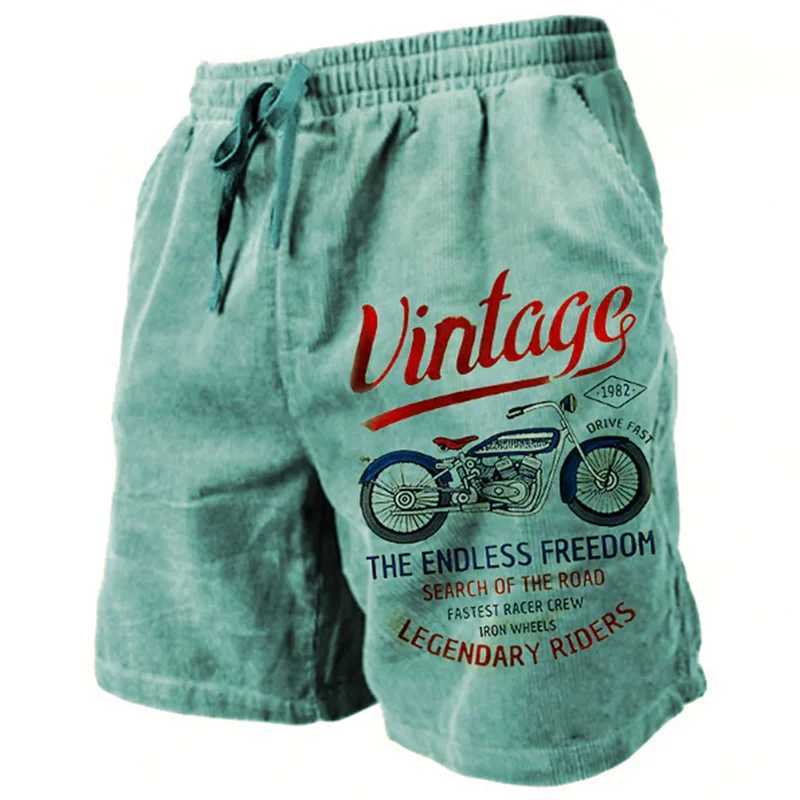 Vintage Motorcycle Pattern Beach Short For Men Fashion Casual Summer 3D Printed Swim Trunks Loose Trend Streetwear Short PantsT250304