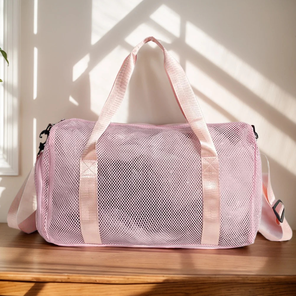Mesh Travel Duffle Bag Overnight Weekender Bags with Shoe Compartment Carry On Sport Bag Large Capacity for Outdoor Travel 250305