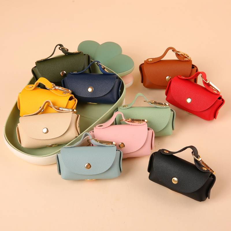 Portable Dog Waste Bag Dispenser With Leather Clip - Durable Polyester