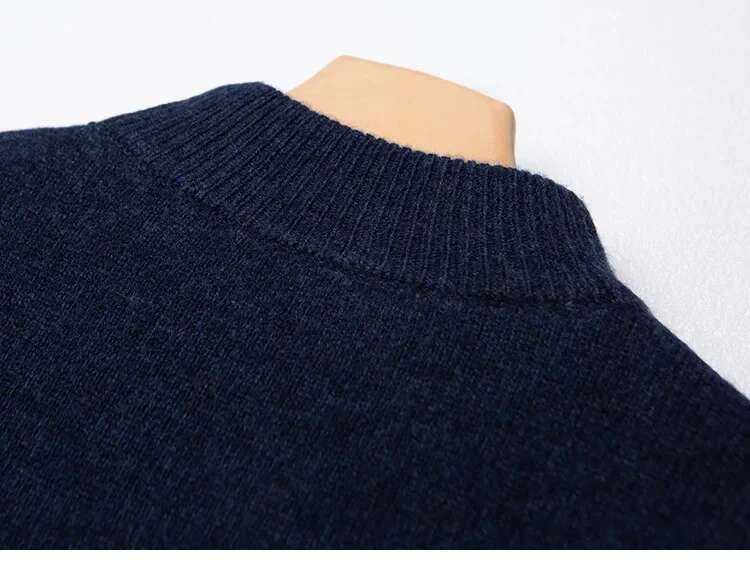 Women New Autumn And Winter Embroidered Half Turtleneck Solid Color Long-Sleeved Crew Neck Sweater
