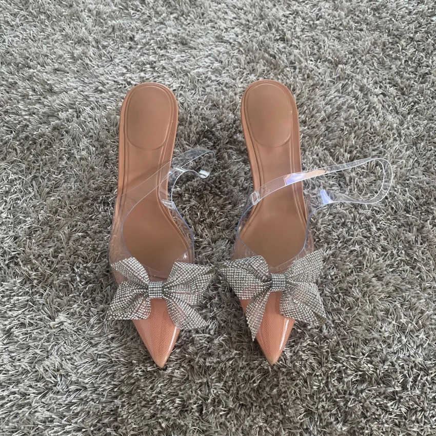 Wens High H Slipper Summer Shoe Luxury Bow-knot Rhine Slingbacks Sandals Fem Sexy Party Wedding pumps Sandal Shoes Z250304