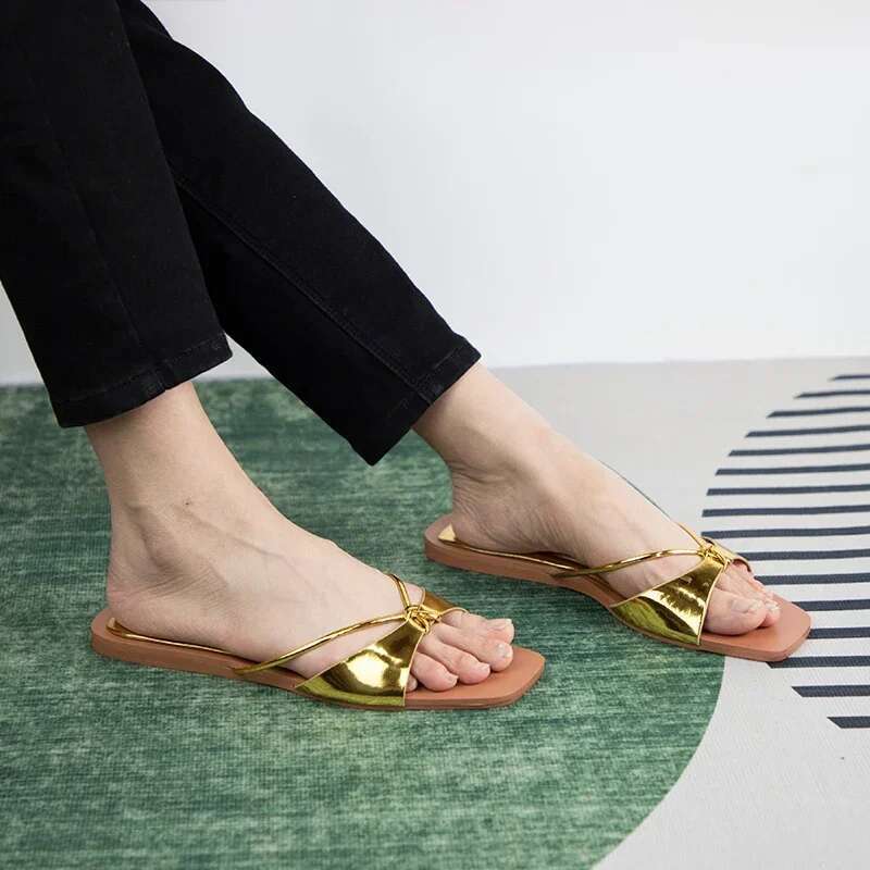 summer footwear Women's 2025 fashion designer sandals for ladies sexy thin strap casual beach flat heels shallow female shoes