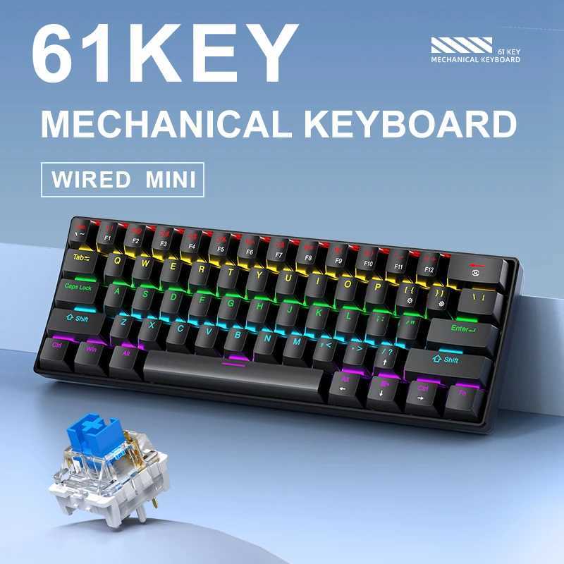APAYADO K61 Mechanical Keyboard Wired 61 Keys RGB 60% Portable Mini Keyboard BlackWhite Red/Blue Switch for Gaming Z250304