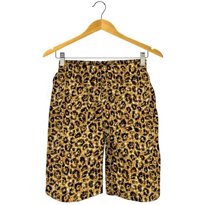 Streetwear Hip Hop Style Shorts For Men 3D Printing Unique Leopard Short Pants Animal Skin Pattern Summer Harajuku Board ShortsT250304