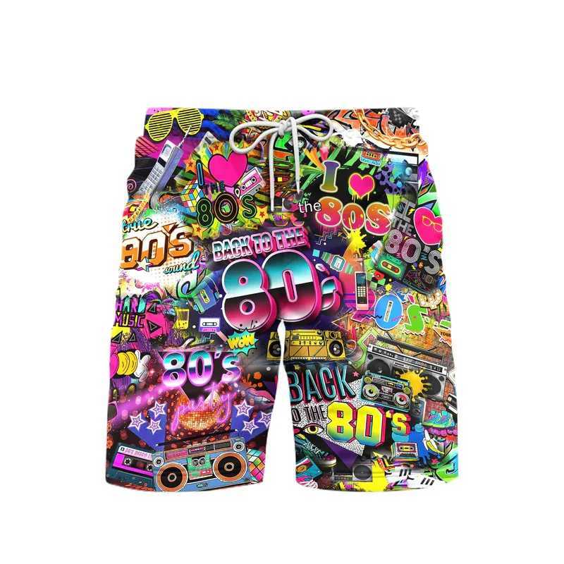 80s Style Music Party Beach Short For Mens Clothing Trend Vintage 3d Print Shorts Hip Hop Street Sport Casual 2025 New PantsT250304