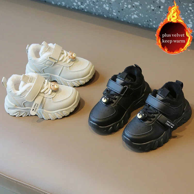 Winter Children Cotton Shoes Boys Sports Plus Velvet and Thickening Girls Dad Comfort Warm Baby Casual Sneakers 250303