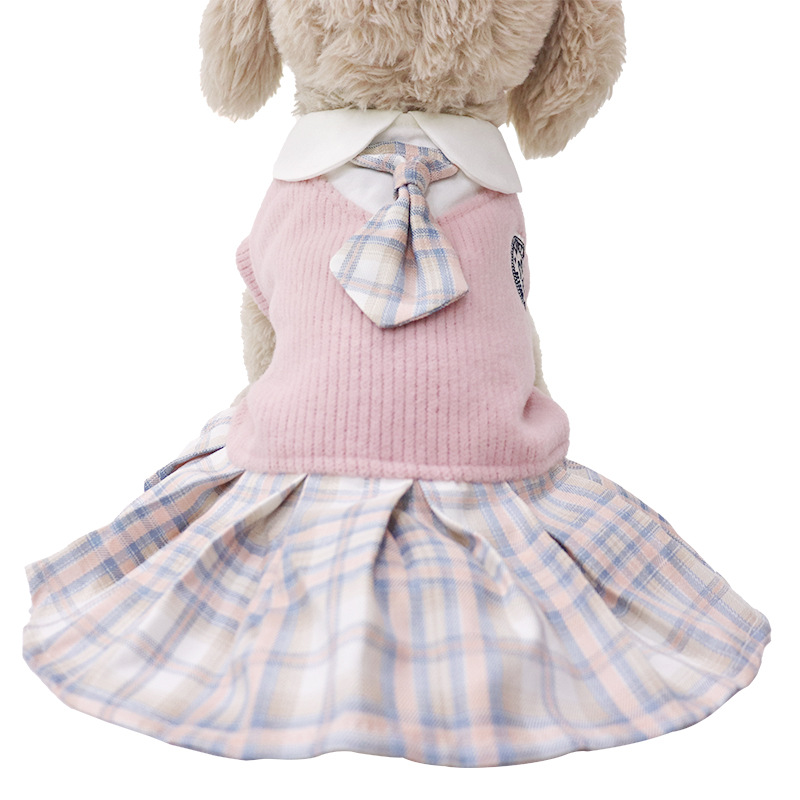 Pet Dog Clothes JK Sweater Dress Teddy Corgi Fa Doubi Bear Spring and Autumn Comfortable Cute Cat Clothing