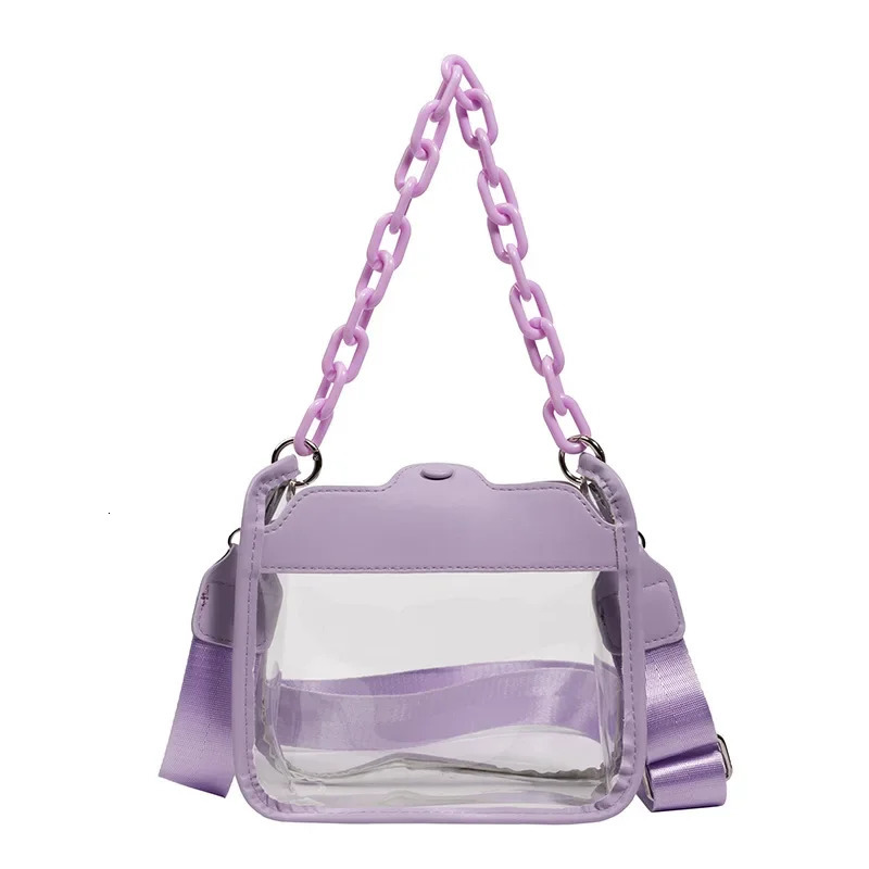 Clear Crossbody Bag for Women PVC Transparent Single Shoulder Chain Portable Messenger Bags Small Square Satchel Bag Gift 250303