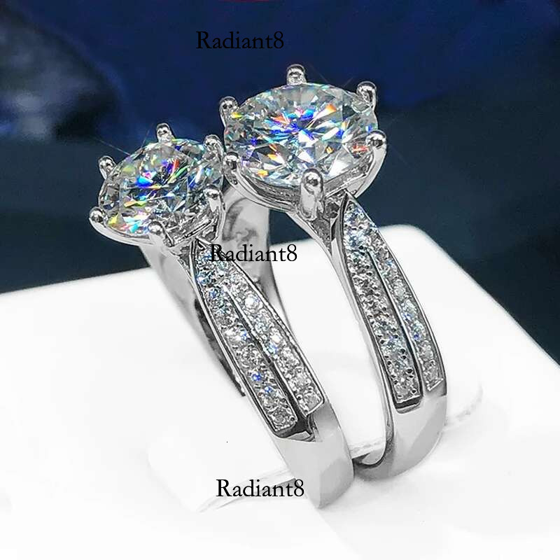 NKHOG 0.5-3ct Moissanite Wedding Rings Women Sterg Sier Plated White Gold Ring Engagement Promise Band Jewelry