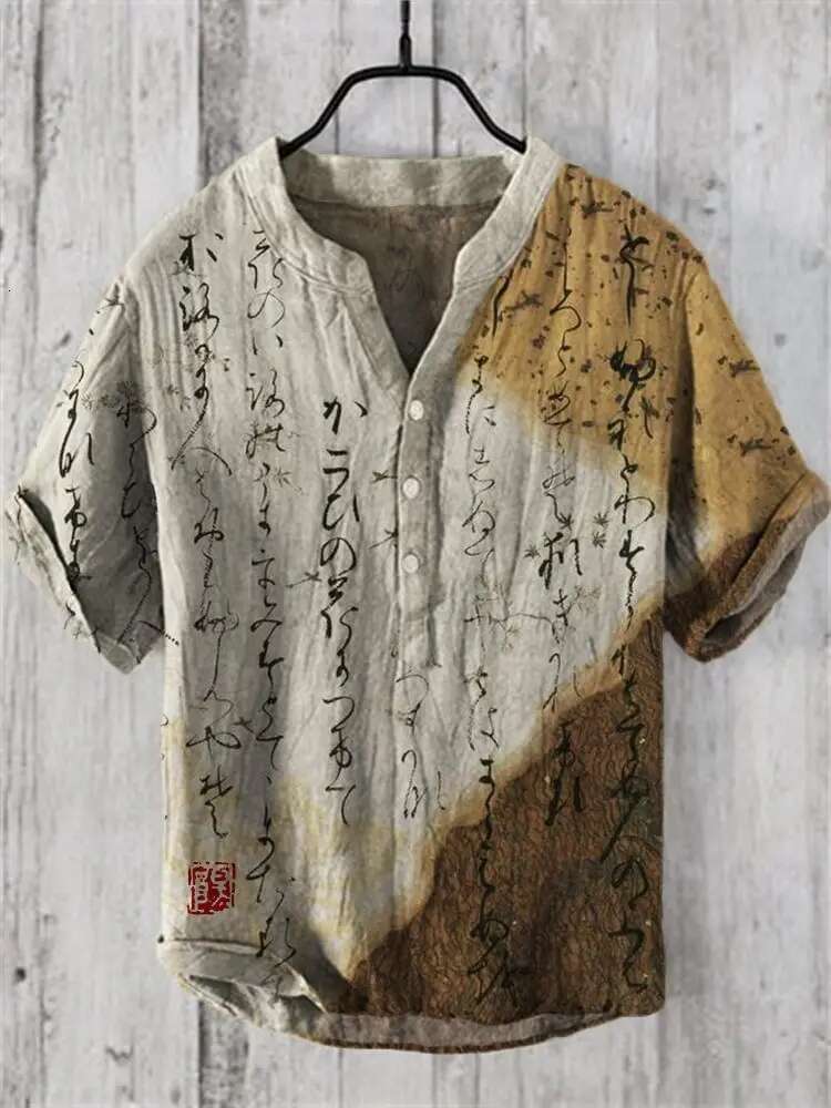 2025 Summer New Retro Style European And American Popular Designer Shirt Short Sleeved Fashionable Hawaiian Breathable Comfortable Shirt Button V-neck