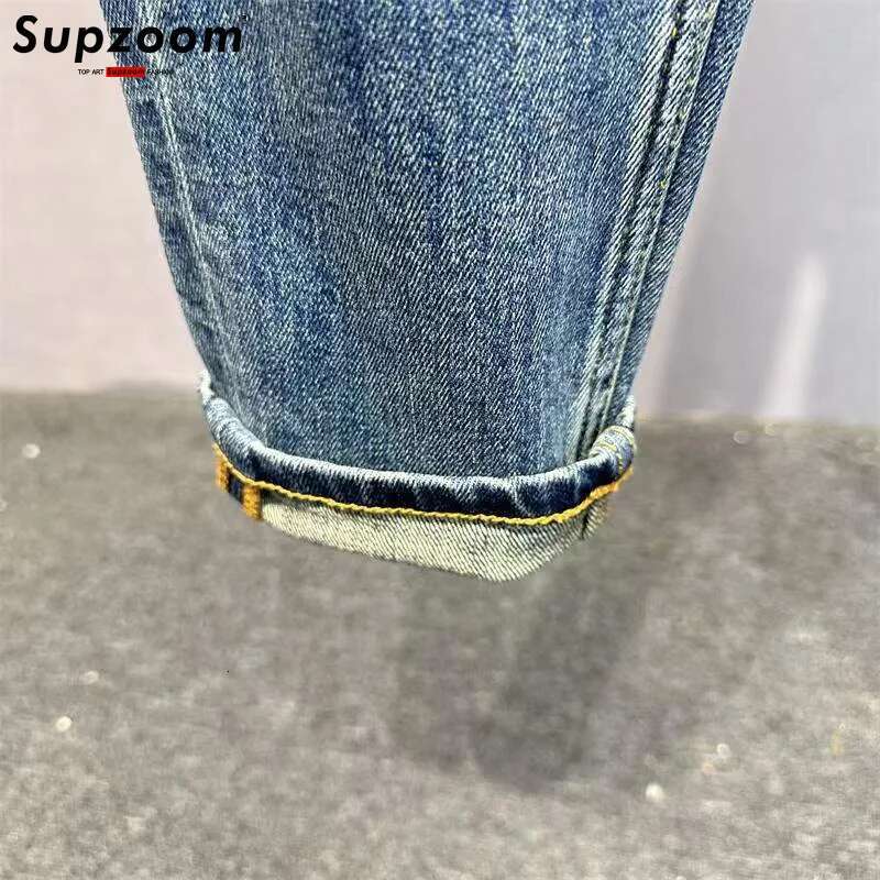 Supzoom New Arrival Hot Sale Top Fashion Autumn Zipper Fly Stonewashed Casual Patchwork Cargo Denim Pockets Cotton Jeans Men