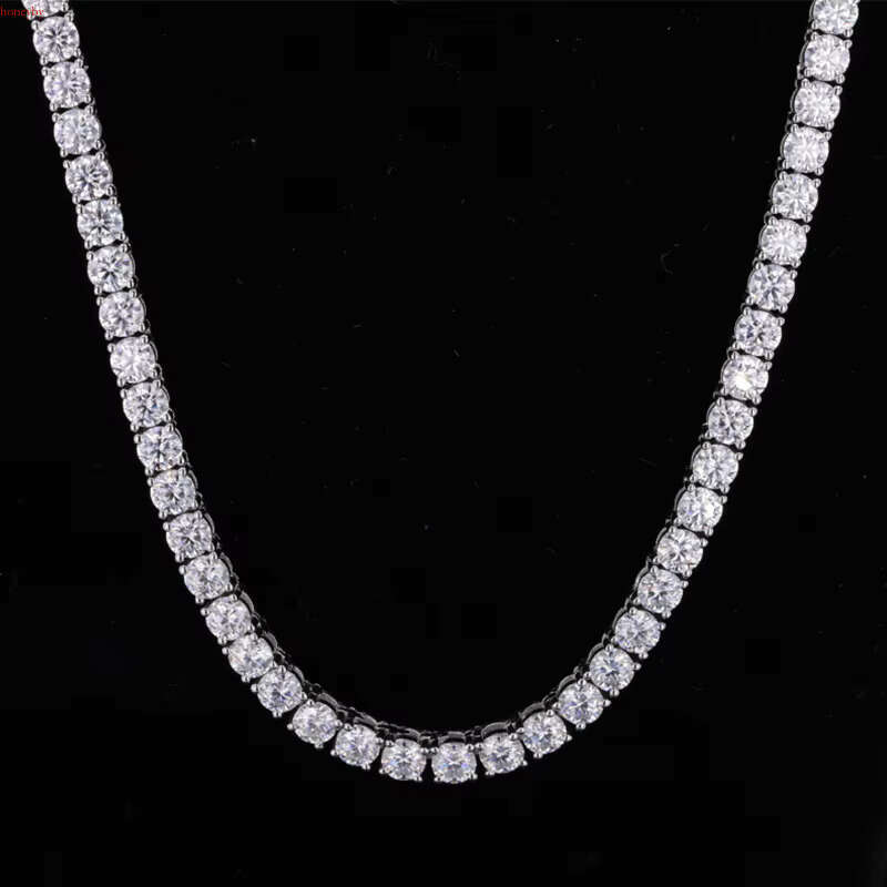 Hot Sale Men Women Moissanite Dia Necklace 3mm-6mm 14K White Gold Tennis Chain