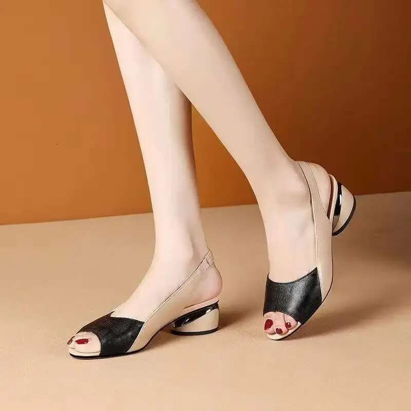 Mie Heels Women Sandals Chunky Fashion Shoes Designer Summer New Brand 2025 Walking Casual Slides Dress 2025