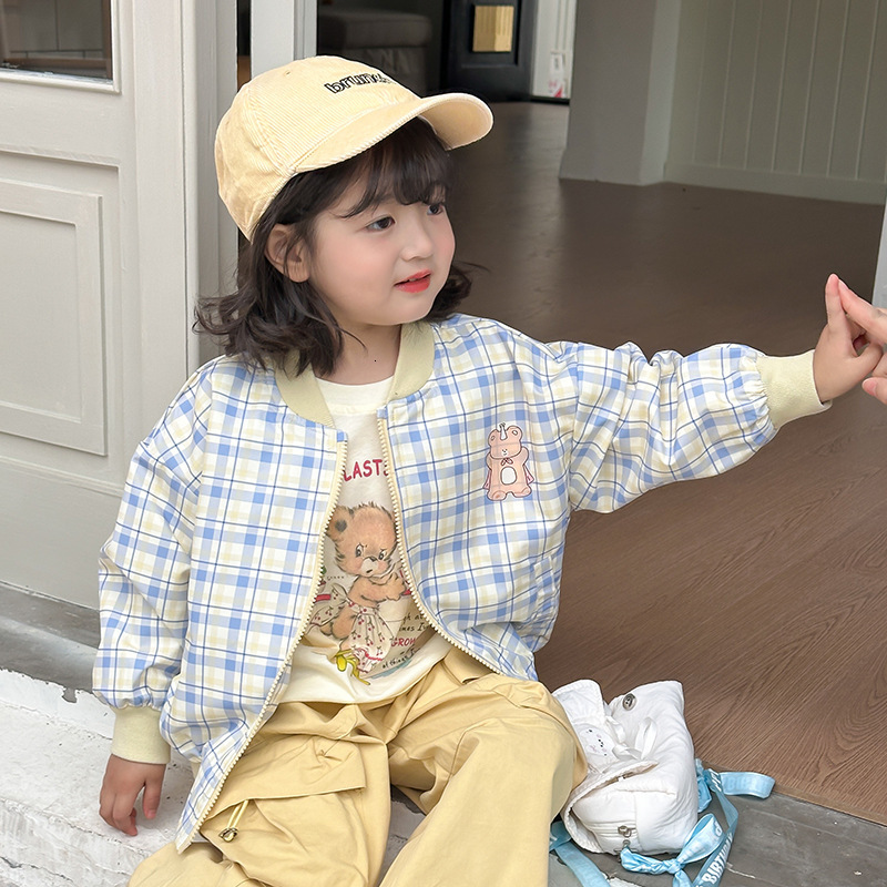 Ddmyshoesvip Zhili Clothing New Product Spring Girls Coat Checkered Baseball Jacket Children S Cover