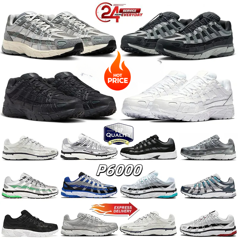 2025 Designer Shoes P6000 Training Shoes Men's and women's Sneakers Metal Silver Three Black White Smoke gray Outdoor sports training shoes Casual Shoes Running shoes
