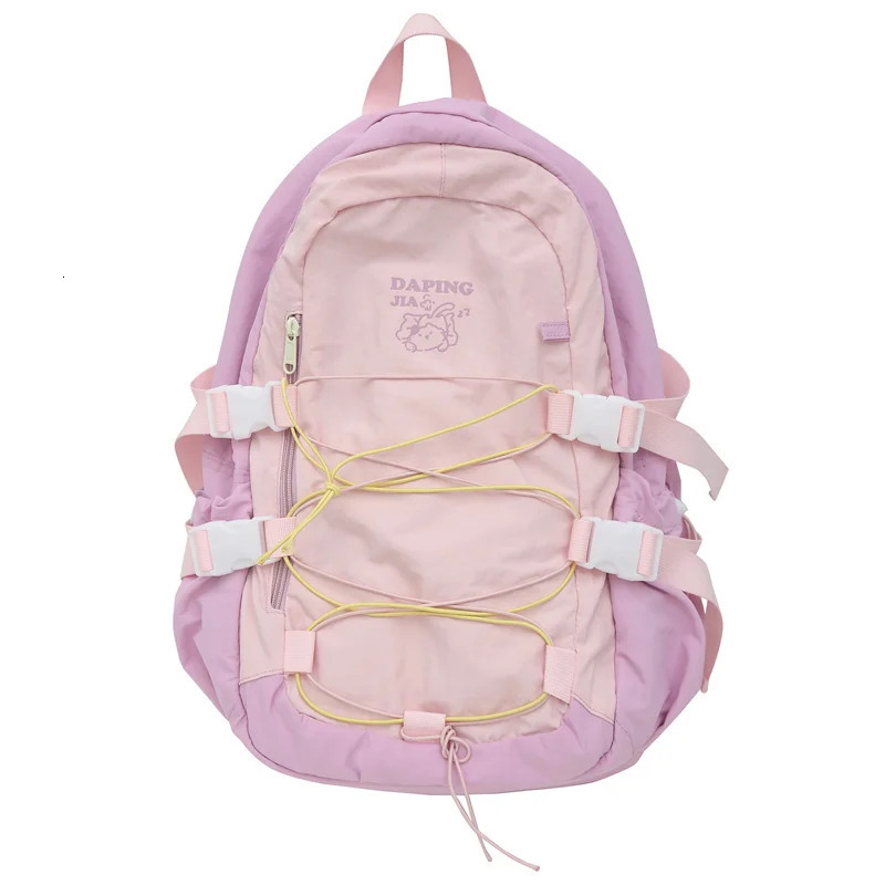 Ship from US Teenagers School Bag Large Capacity Laptop Rucksack Aesthetic Kawaii Students Bookbag Daily Backpack Simple 250304FBB
