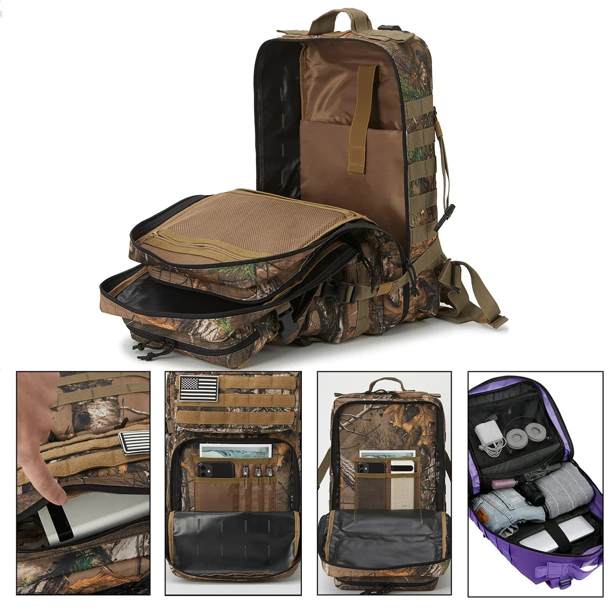 Ship from US 45L Tactical Backpack for GYM MenWomen Large Capacity 3 Days Survival Molle Bag hiking backpacks camping equipment back pack 250304FBB
