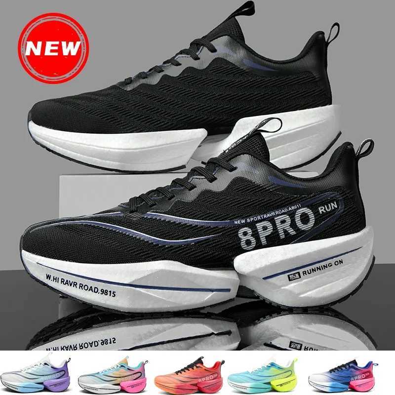 Carbon Plate Men Sports Marathon Air Cushion Running Shoes Breathable Lightweight Wen Massage Athletic Nonskid Sneakers Z250304