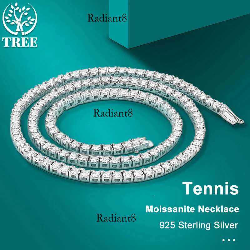 ALITREE Sterg Sier Moissanite Tennis Necklace for Women 3/4/5mm Dias With GRA Certificate Neck Chain Fine Jewelry