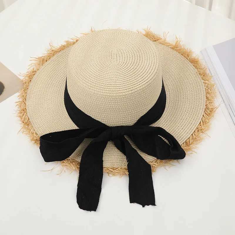 Tassel Female lace bow bowknot str hat Summer Women ladies casual floppy Sun hat Ribbon Sunscreen c for beachXJ250304