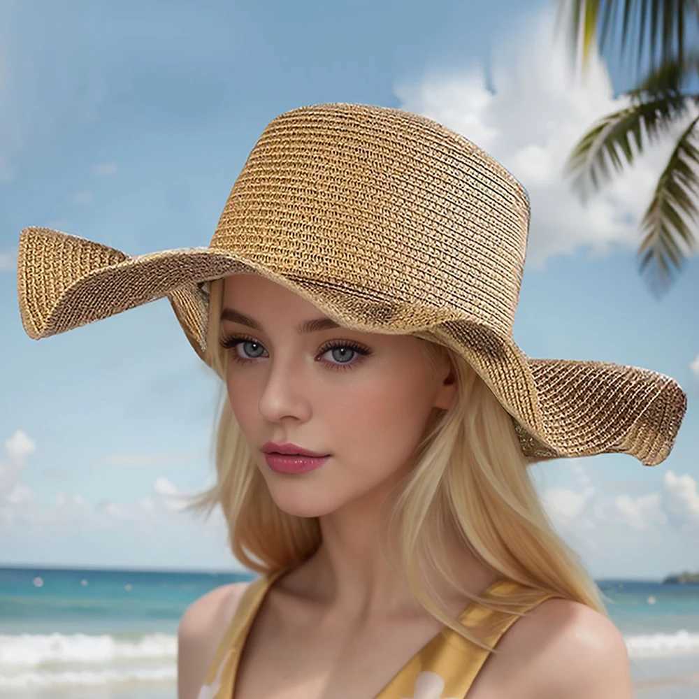 Str Hat For Women Summer New Wave Edge Solid Color Simple Sun Hat Versatile Outdoor Vacation Sunscreen Beach HatXJ250304