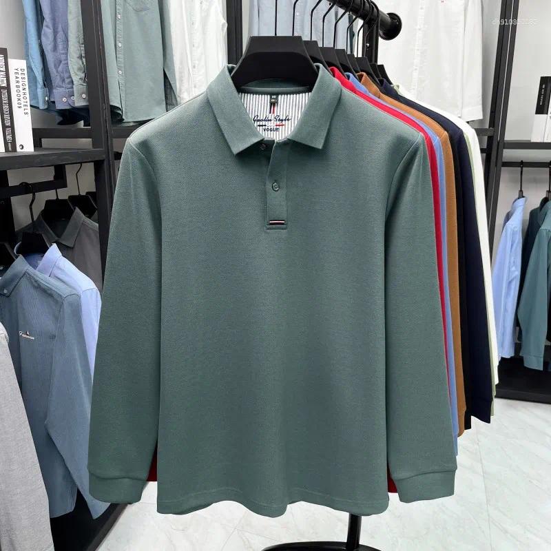 Men's Polos Luxury Embroidered Design Polo Shirt Long Sleeve Brand 2025 Autumn Wear Silk Cotton Comfortable Casual Fashion T-shirt