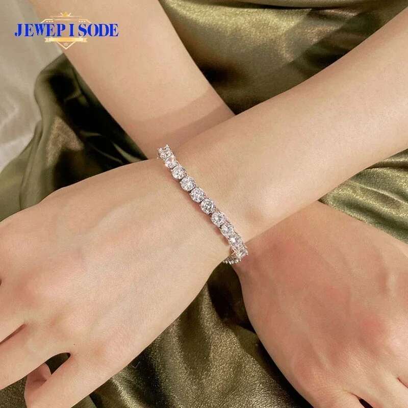 D Color VVS1 Moissanite Tennis Bracelet S Sterg Sier Plated White Gold with GRA k Chain Bracelets for Women Men
