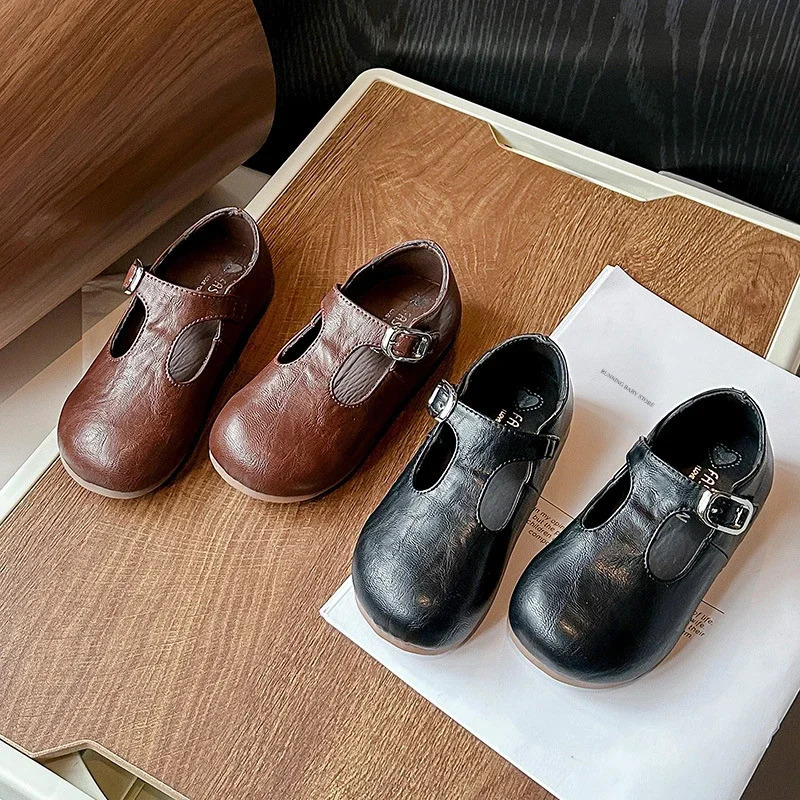 Retro Girls Leather Shoes for Every Day French Style Fashion Shallow Children Moccasin Kids Casual Flats I01205 250303