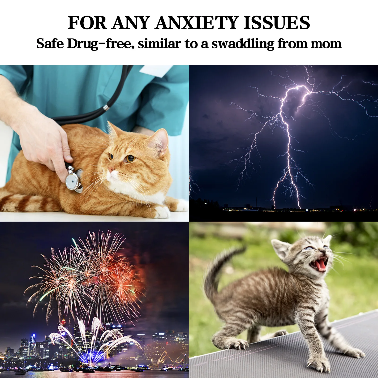 Cats Clothing Anxiety Jacket Thunder Stress Anxiety Relief Coat for Pet Emotional Comfort Clothes Safety Vest Recovery Suit