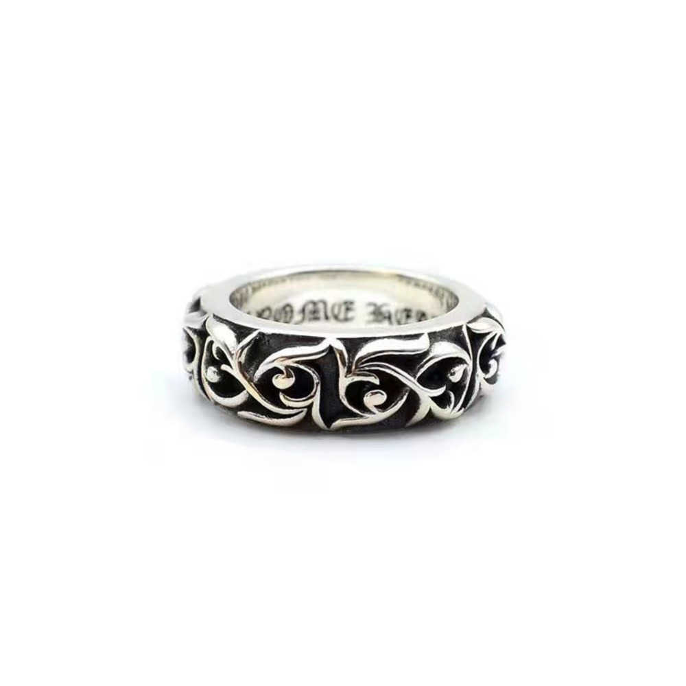 Couple Rings Kroos Heart Personality Cross Ring for Men and Women Couples Trendy Thai Silver Eternal Vine Ring H25303