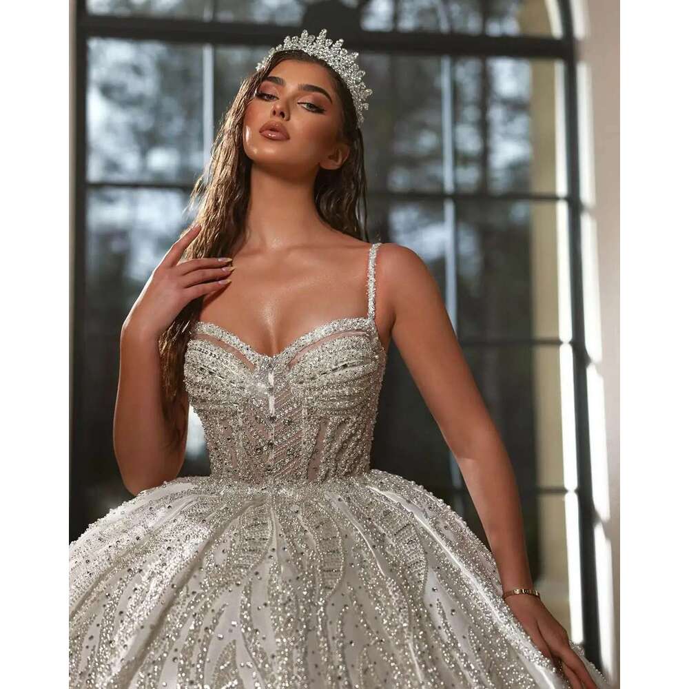 Wedding Dresses, Organza Backless Court Gown, Shining Sequins, Bridal Customized Dress