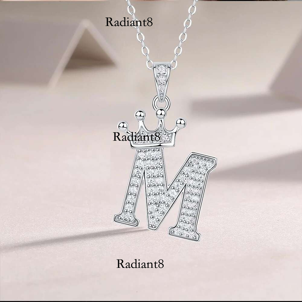 Sier Initial Necklace Sparkg Full Moissanite Dia Pendant Charm Necklaces for Women Letter Name Choker Jewelry Gift