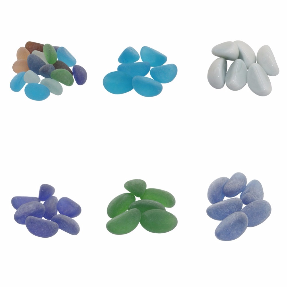 30Pcs Aquarium Blue Sky Cashew Glass Beads Fluorescent Stone Blue Light Stone Crystal Stone Fish Tank Decoration Accessories