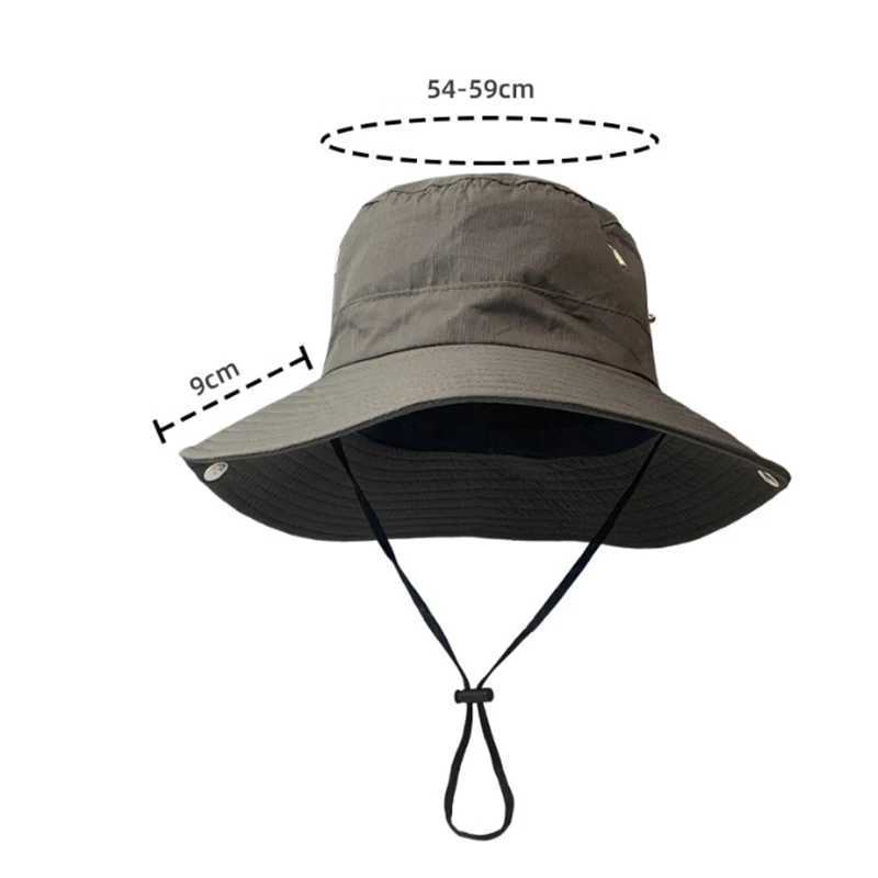 Womens Outdoor Sun Hat Summer UV Protection Bucket Safari Wide Brim Fisherman C Cowboy Men Fishing Hiking Beach Hats 2024XJ250304